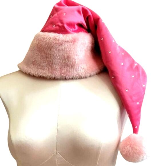 Vintage Victoria's Secret Sexy Little Things Pink Bling rhinestone Santa Hat New - Picture 3 of 6